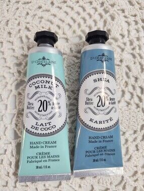 New Set of 2 LA CHATELAINE Lait De Coco and Karite Hand Cream (Coconut & Shea)